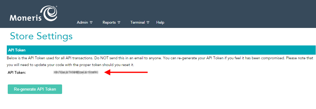 Merchant Resource Center Generate API Token